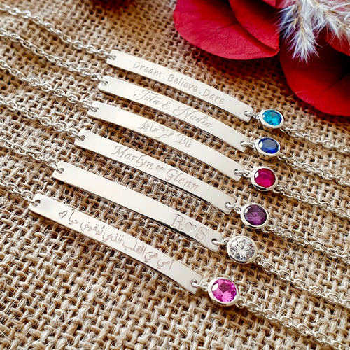 Customised Bar Bracelet with Color Stone
