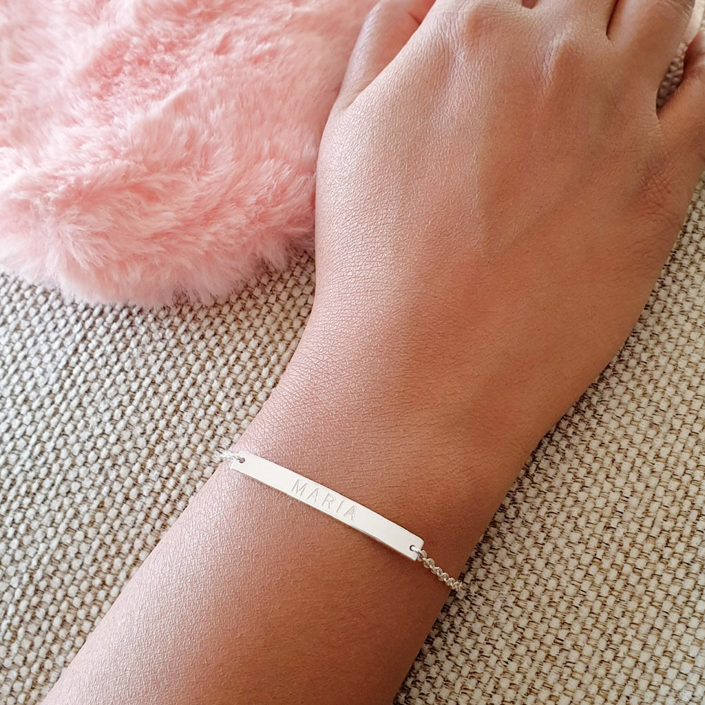 Personalized Bar Name Bracelet with Engraving