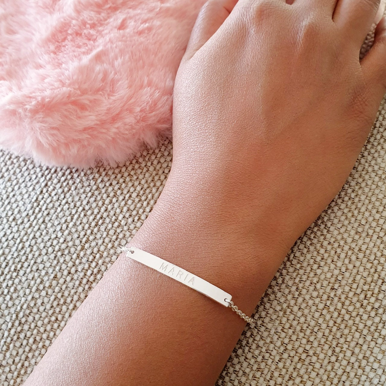 Personalized Bar Name Bracelet with Engraving