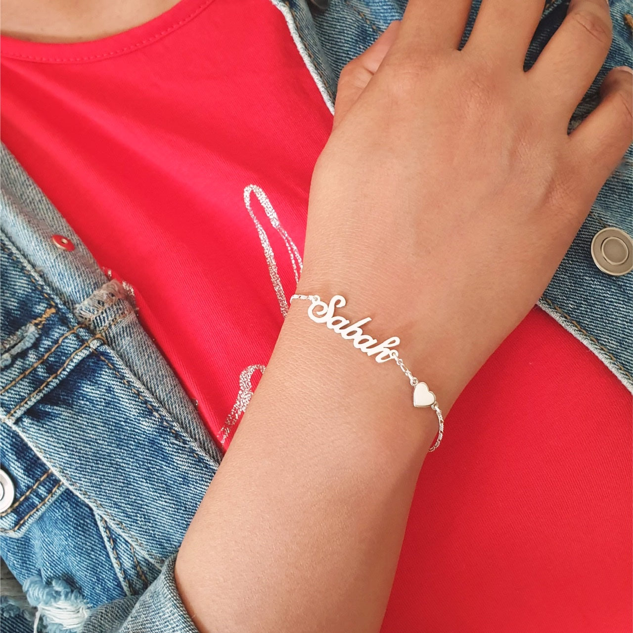 Customized Name Bracelet with Heart