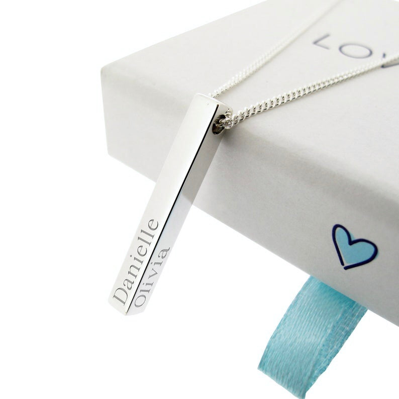 Men's Square Bar Necklace with Engraving